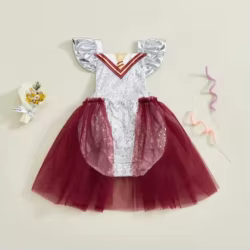 SUNSIOM-vestido mameluco para niñas de 0 a 24 meses, manga con mosca, lentejuelas brillantes, tul de retales, mono de fiesta, ropa de verano