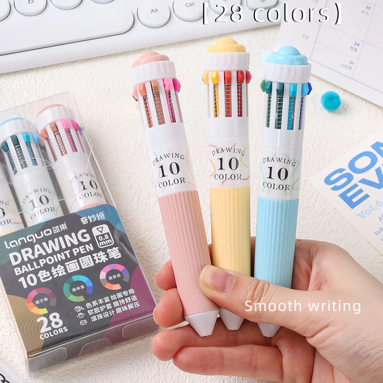 Bolígrafos retráctiles de colores – Punta fina para escuela - imagen 3