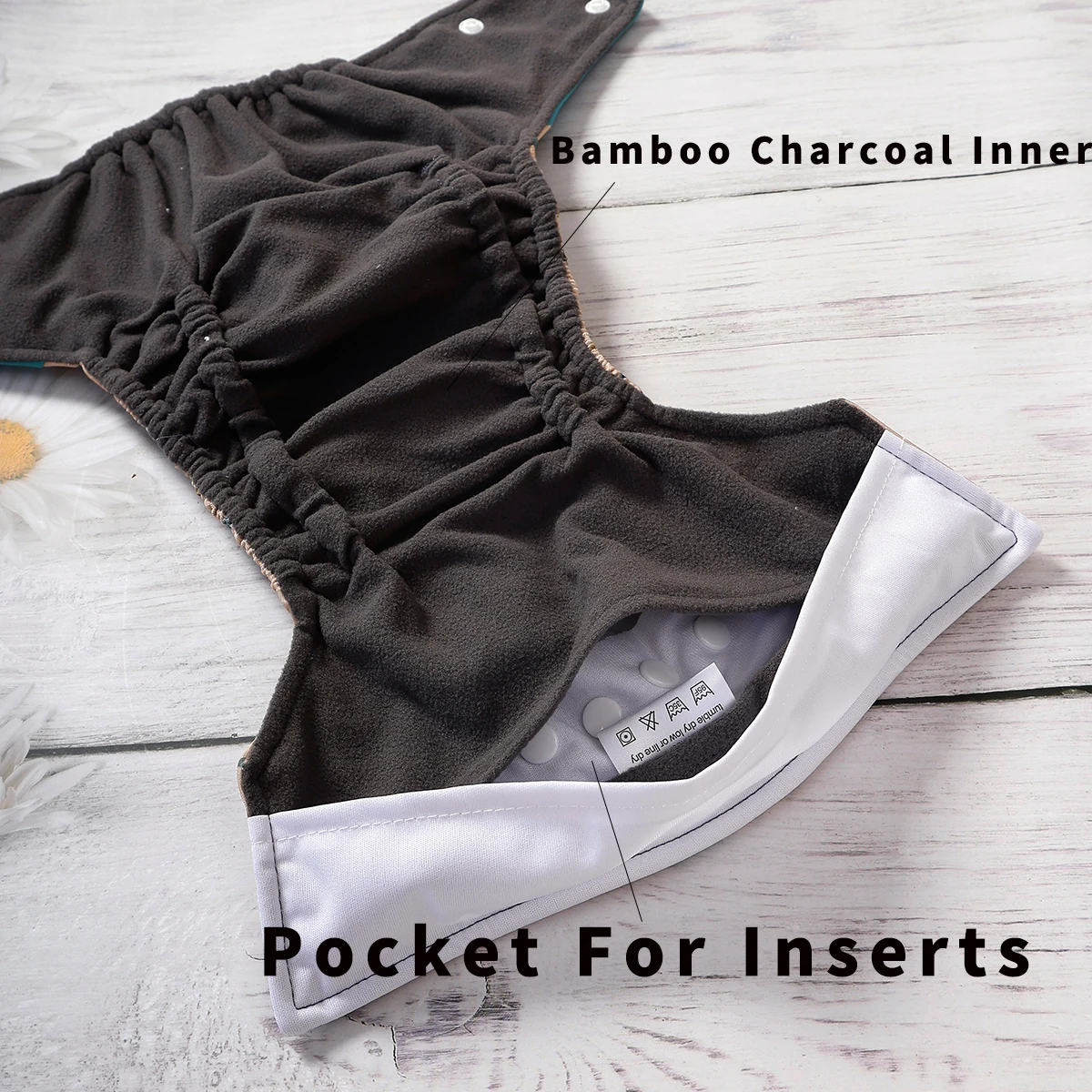 Elinfant 6 pañales de tela impermeables para bebés, insertos absorbentes de carbón de bambú, pañales de tela de bolsillo reutilizables para 3-15kg - imagen 5