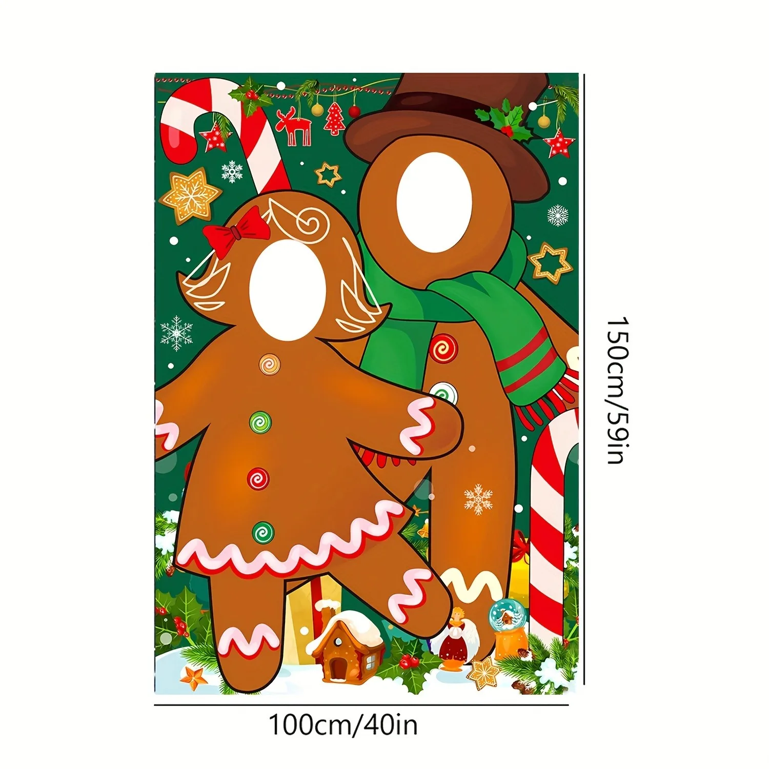 Fondo de pan de jengibre Navidad casa de jengibre telón de fondo fotomatón decoraciones de fiesta soporte de fotos grande en fondo vacaciones Navidad - imagen 3