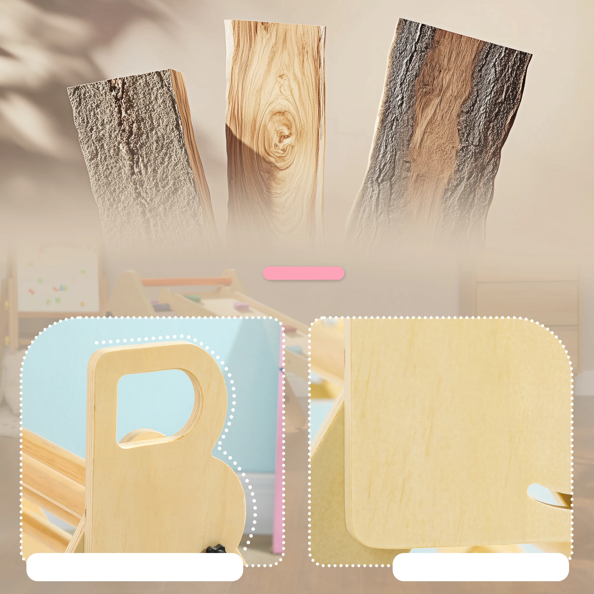 AIYAPLAY Triángulo de Escalada de Madera Plegable Escalada para Niños de 18-48 Meses para Cultivar Habilidades de Equilibrio y Coordinación 82x66x71 cm Natural - imagen 5