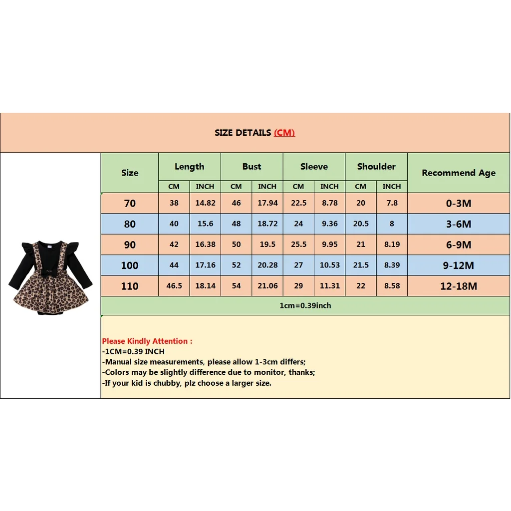 Vestido de niña recién nacida 0 a 18 meses con lazo, vestidos leopardo manga larga, ropa mono, bonito moda infantil otoño - imagen 5