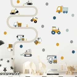 Pegatinas pared habitación infantil acuarela vehículo construcción