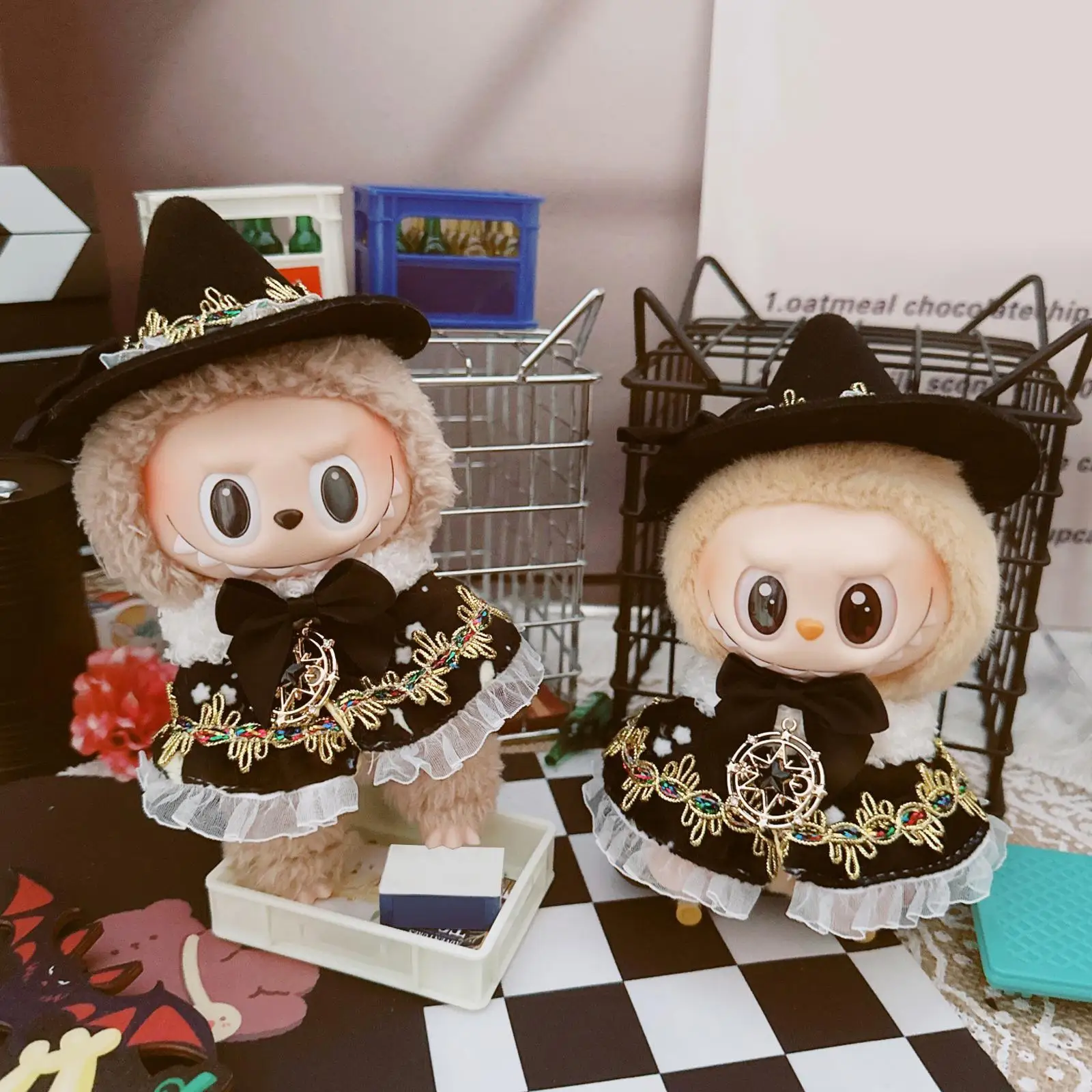 Ropa de muñeca de peluche de Halloween, ropa de muñeca de peluche, traje, accesorios para fotos, traje de muñeca de Halloween a la moda, conjunto de traje de muñeca para niños