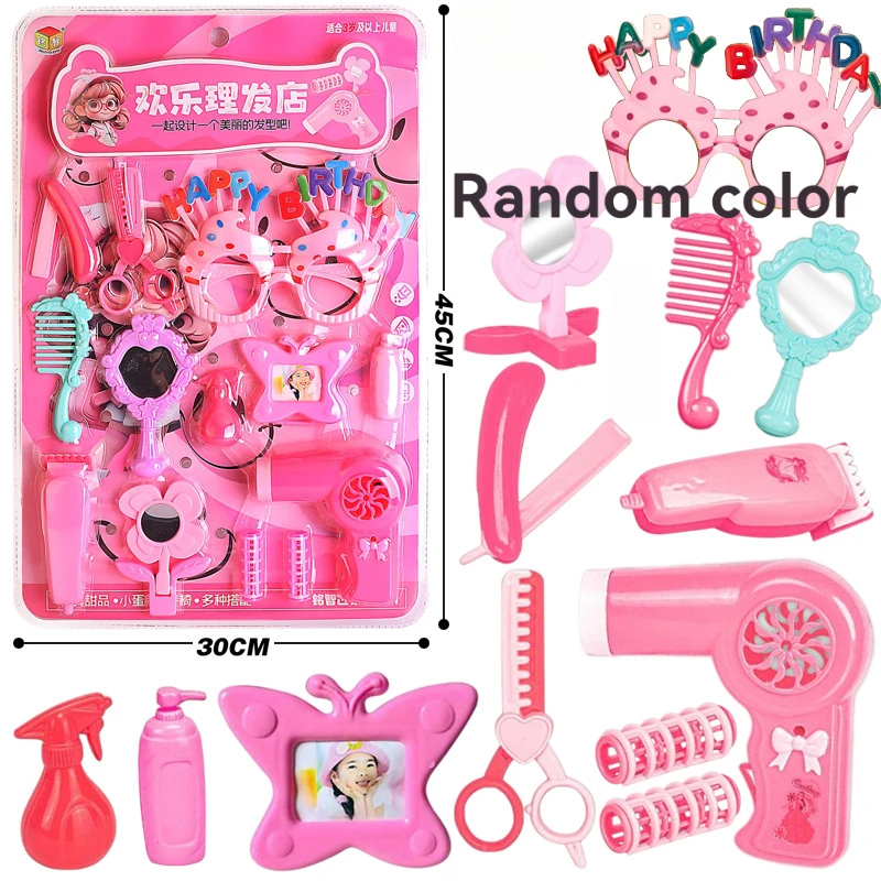 Juego de simulación de juguetes de maquillaje, tacones altos simulados, joyería, peine, espejo, regalos de corte de pelo, juguetes para jugar a las casitas para niños - imagen 3