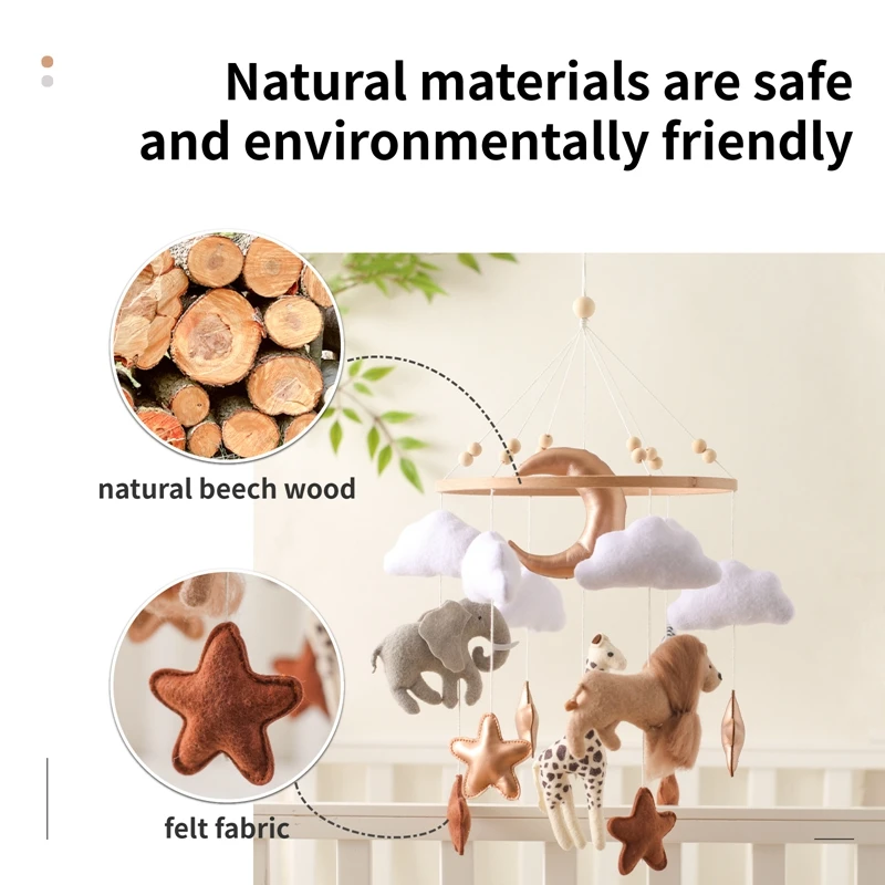 Sonajeros musicales con campana para cama de bebé, juguetes fieltro suave, animales dibujos animados bebés, móviles guardería, del bosque, cuna - imagen 4