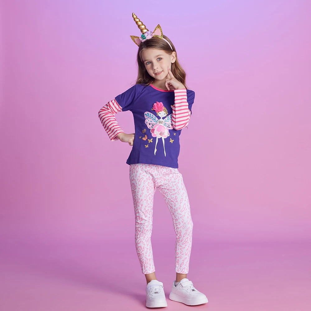 DXTON camiseta manga larga niña algodón rayas mariposa otoño - imagen 3