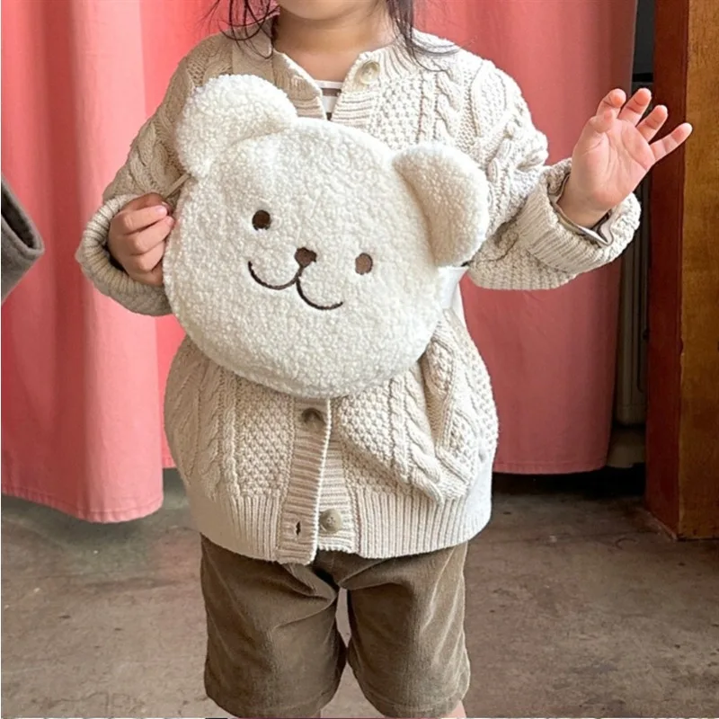 Mini bolso de felpa para niños estilo coreano INS, bolso cruzado y de cintura con diseño de oso bonito, unisex, versátil para los más pequeños. - imagen 2