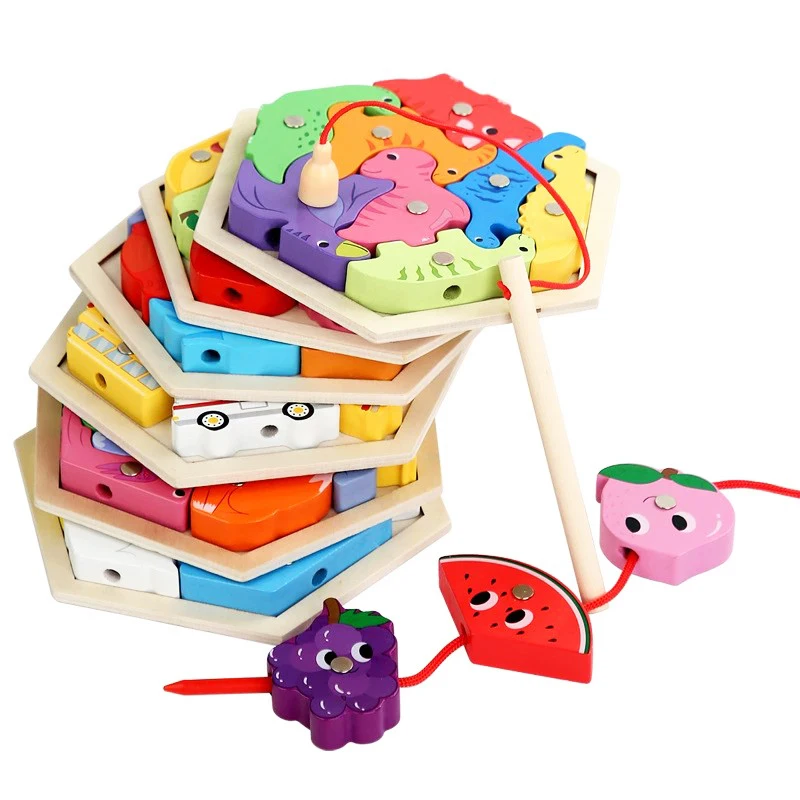 Puzle de madera con juego de pesca – Juguete educativo infantil - imagen 2