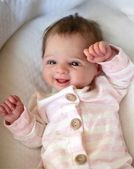 NPK-piezas de muñeca sin pintar, alta cantidad, 20 pulgadas, con cuerpo de tela, Kit de muñeca Reborn, McKinli, lindo bebé sonriente - imagen 4