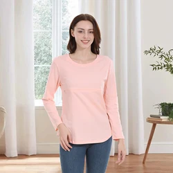 Camiseta de maternidad manga larga de algodón elástico