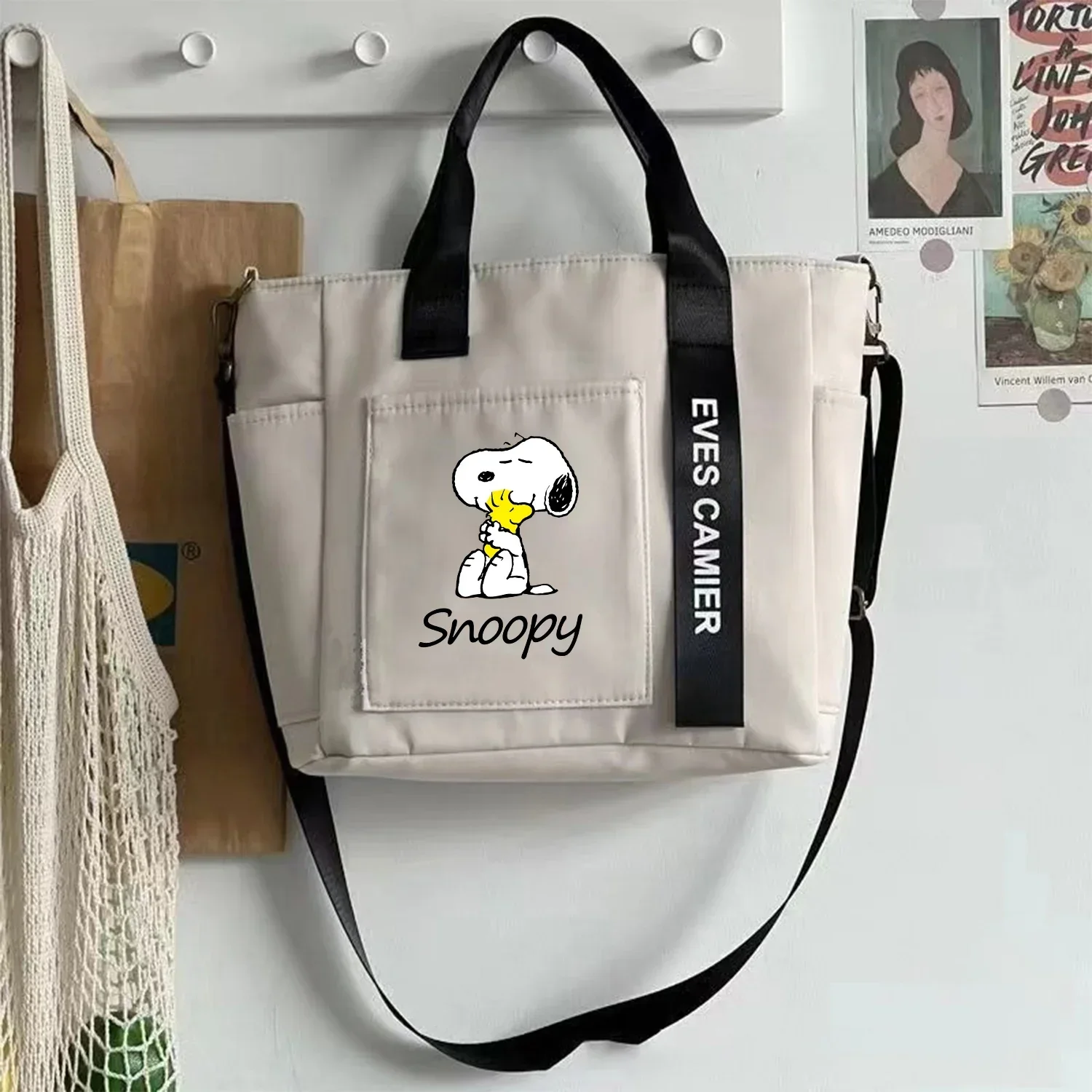 Bolso de hombro Snoopy para mujer, bolso blanco de dibujos animados, moda Y2K, bolsa de almacenamiento de gran capacidad, bolso cruzado, bolso de mujer de Anime, regalo - imagen 5