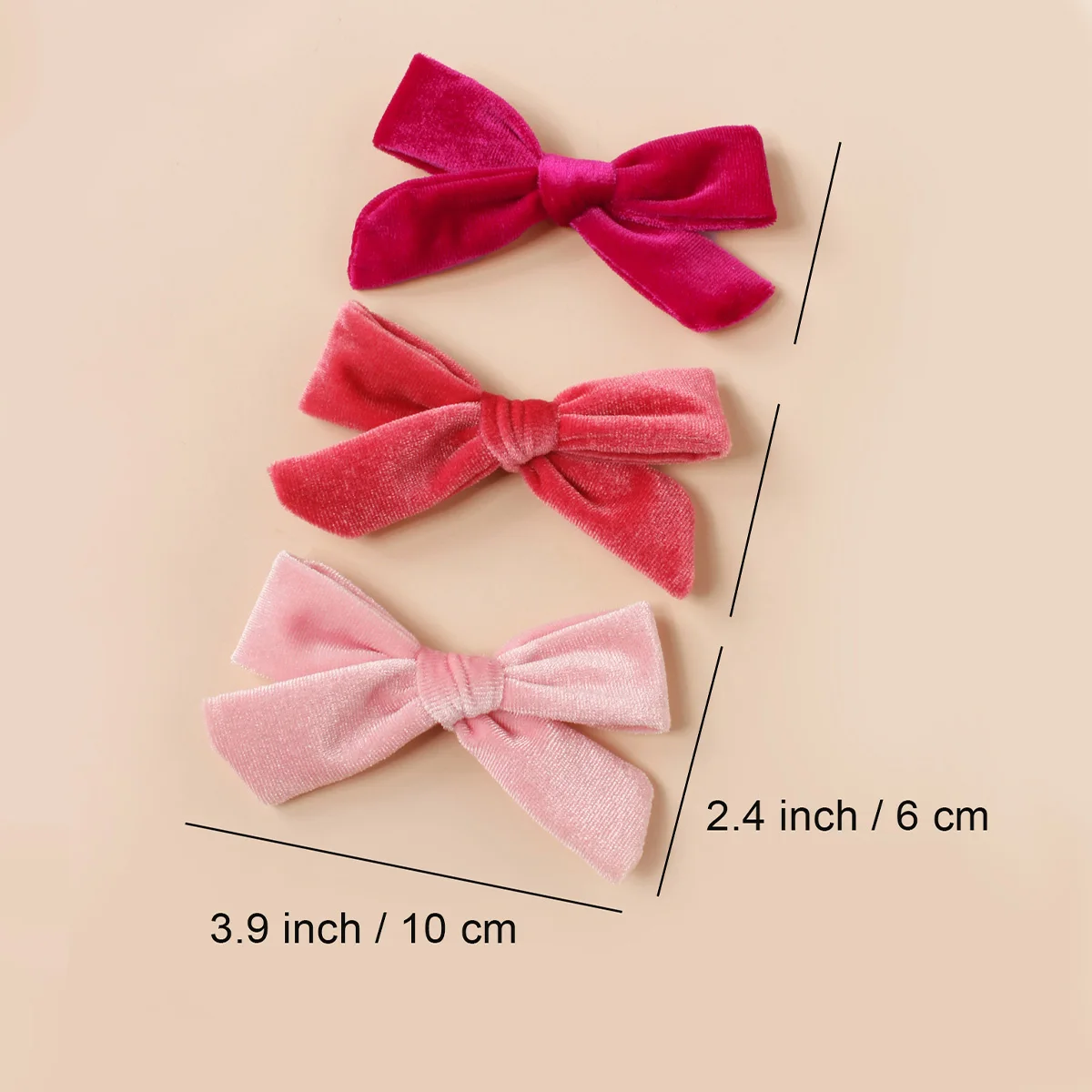 Horquillas de terciopelo con lazo para niñas – Clip grande de pelo - imagen 2