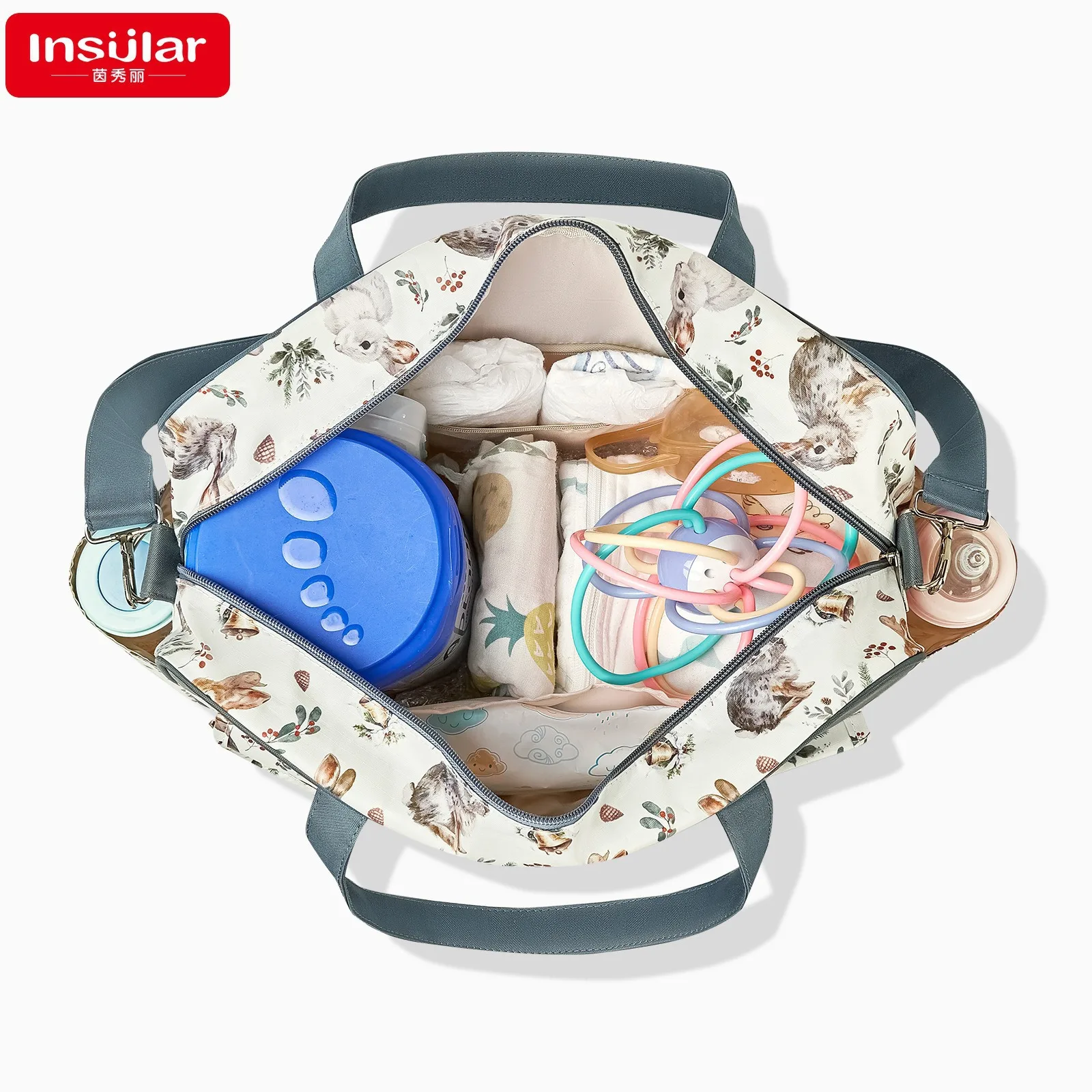 Bolsas de pañales tipo mensajero de un solo hombro, bolsa de maternidad de mano impermeable multifuncional para madre y bebé, venta al por mayor - imagen 4