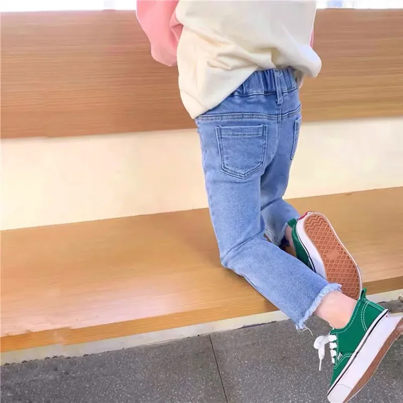 Pantalones vaqueros informales para niños, pantalones vaqueros de algodón para primavera y otoño, pantalones pitillo para niñas, pantalones vaqueros elásticos altos, pantalones vaqueros ajustados para bebés y mujeres - imagen 2