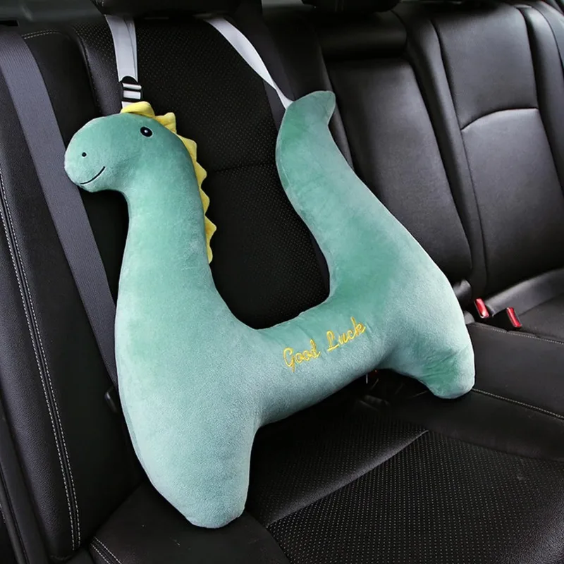 Cinturón de seguridad de felpa para niños, almohada de dinosaurio de unicornio, cinturón de seguridad infantil para dormir, soporte para la cabeza y el cuello