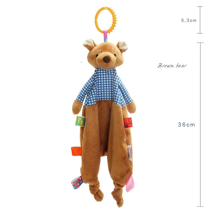 Juguetes De sonajero de toalla calmante de animales lindos para bebés, regalo para recién nacidos de 0 a 12 meses, juguete para dormir, juguetes de peluche suaves, edredón para bebés - imagen 4