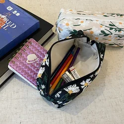 Estuche de lona bordado con flores para niños – Resistente