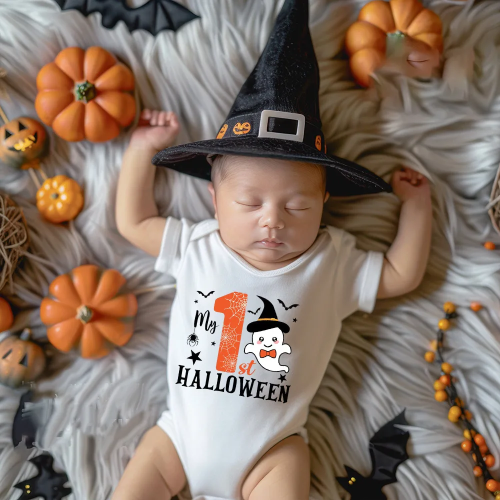 Mameluco para bebé con estampado de fantasma bonito de My 1st Halloween, traje infantil para fiesta de Halloween, mono para recién nacido, ropa para niño pequeño