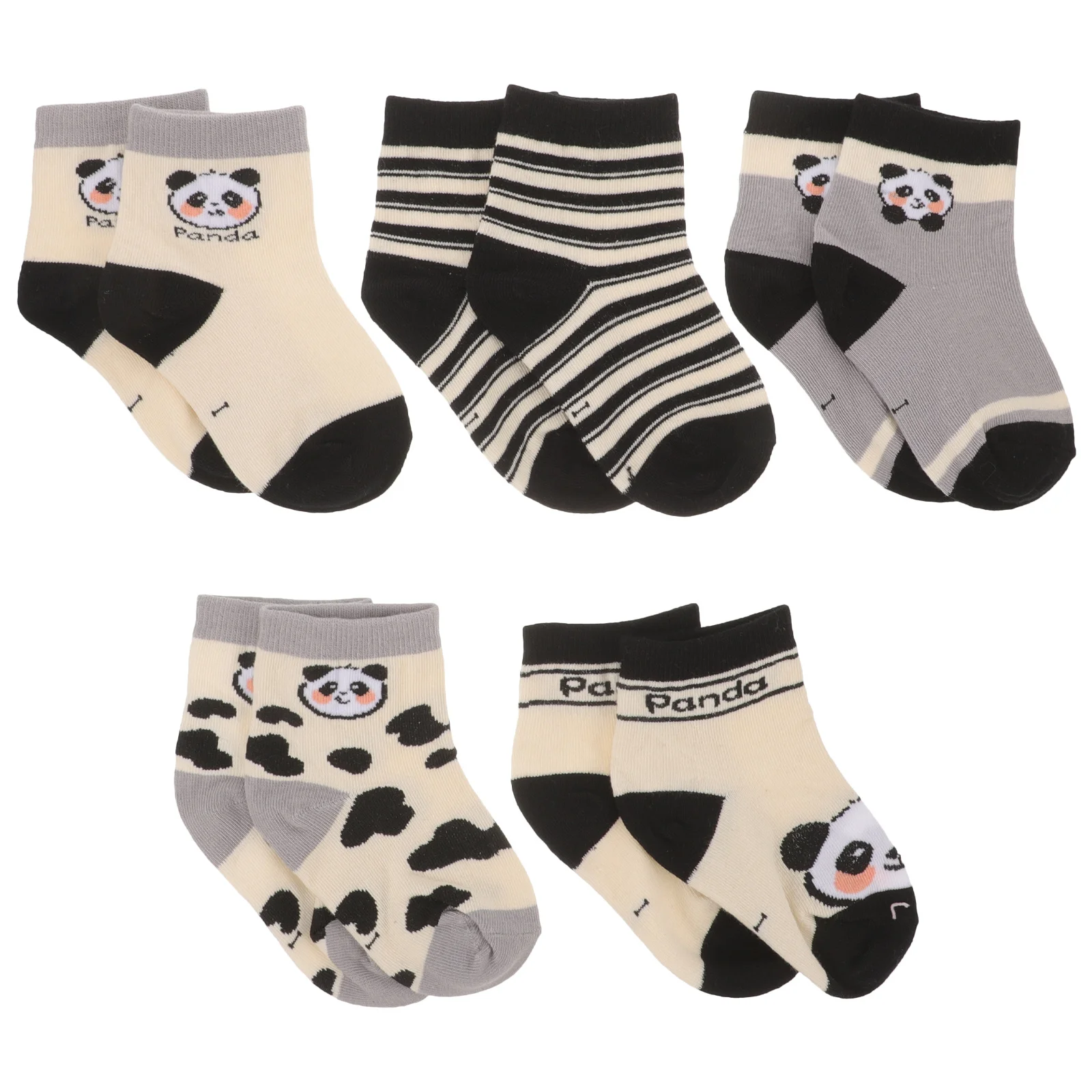 5 pares de calcetines de Panda para niños pequeños, calcetines cortos de algodón transpirable, cómodos y elásticos, adecuados para interiores y exteriores, para niños y niñas