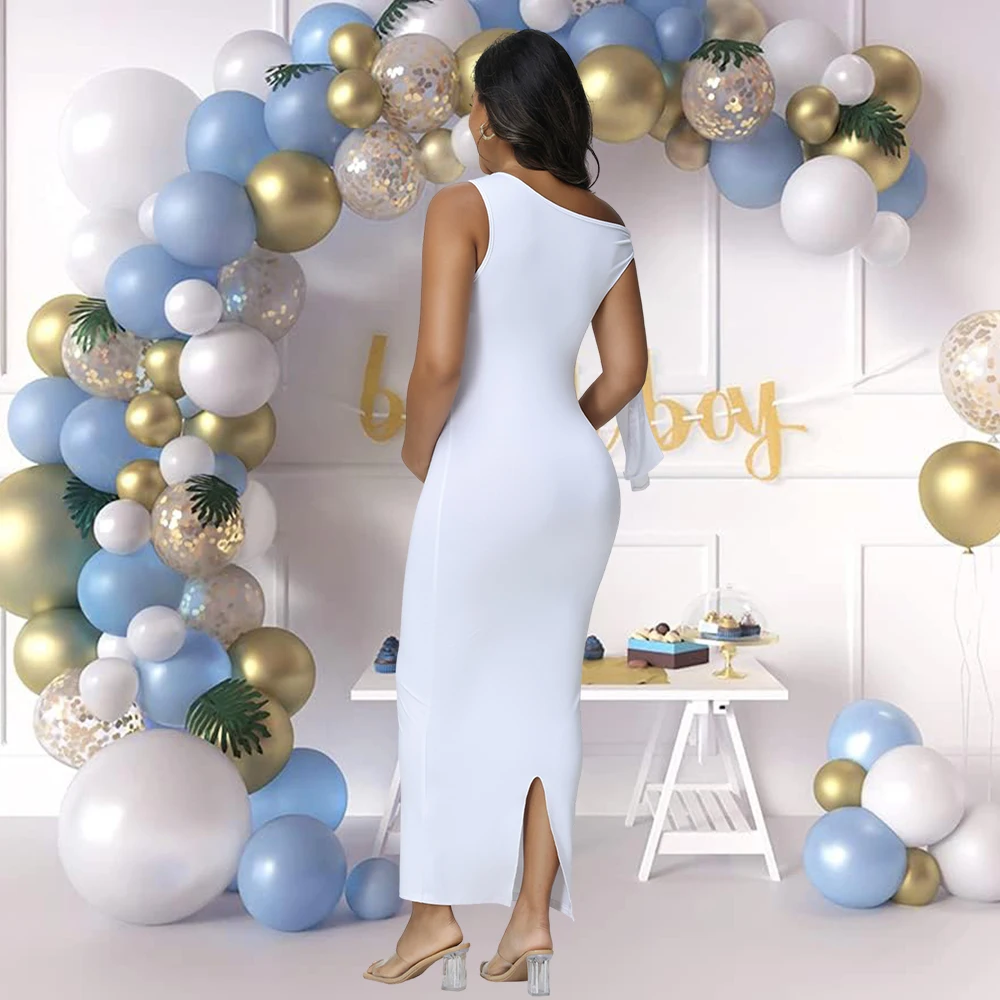 Vestido de maternidad de verano con cuello oblicuo y lazo - imagen 3