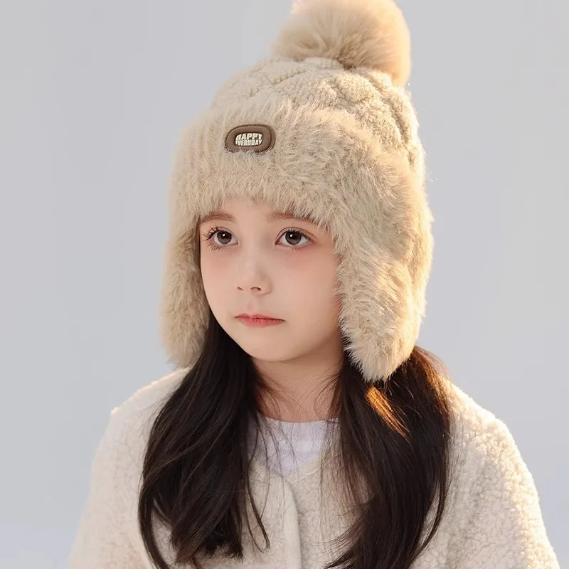 Gorro infantil con orejeras y forro peludo – Cálido a prueba de viento