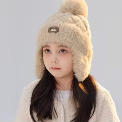 Gorro infantil con orejeras y forro peludo – Cálido a prueba de viento