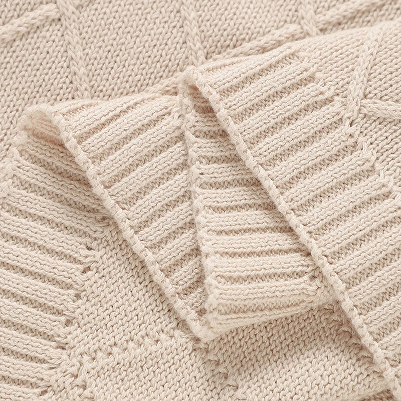 Mantas de algodón para bebé, tejidas de 90x70cm, súper suaves, Reversibles, para recién nacidos, niños y niñas, manta envolvente a cuadros, esteras receptoras para niños - imagen 5