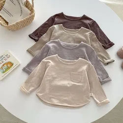 Milangel Blusa lisa de algodón para niño y niña – Otoño
