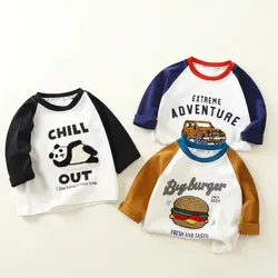 Camiseta manga larga de algodón para niños con estampado primaveral