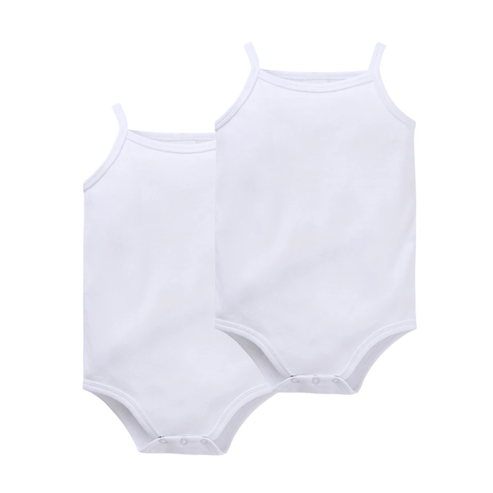 Novedad de verano, chaleco con tirantes para bebés y niños de 0 a 24 meses, monos de diseño sólido blanco 100% algodón, ropa infantil