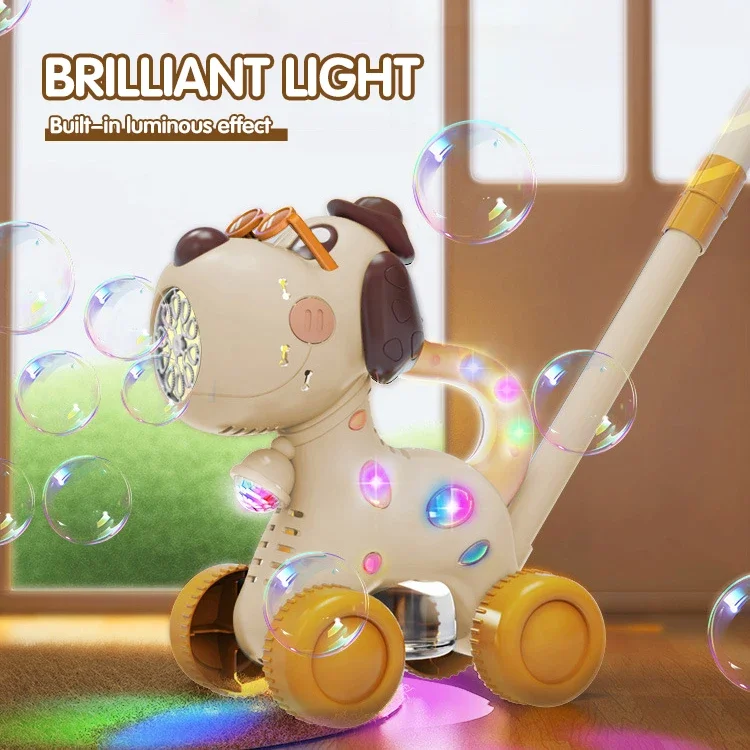 Andador de burbujas para perros, juguetes para exteriores, máquina sopladora de jabón automática de pompones con carrito de burbujas eléctrico ligero, regalos para niños - imagen 5