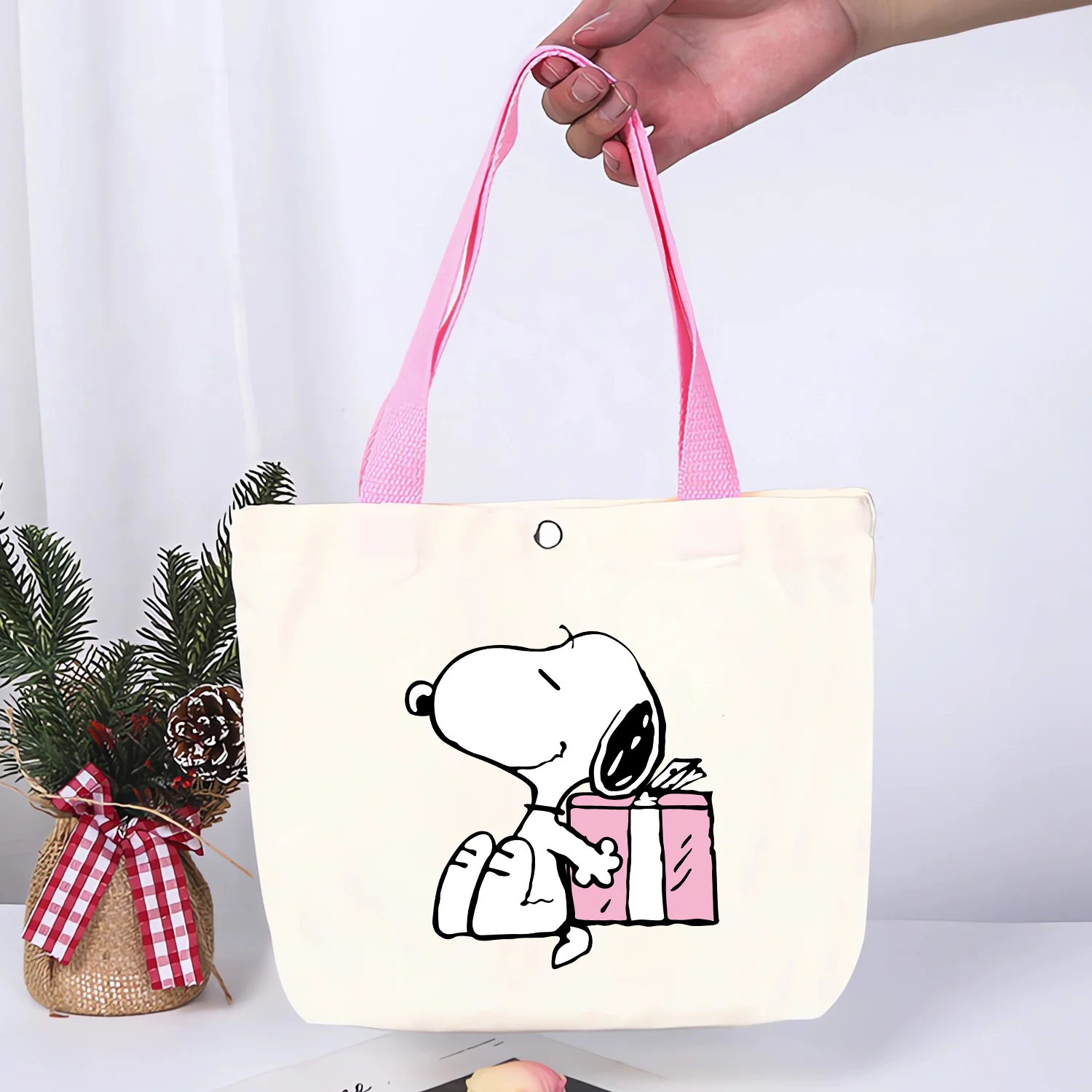 Bolso nuevo Snoopy, bolso de hombro con patrón de dibujos animados, bolso de lona de gran capacidad para axila, bolsas de almacenamiento de moda para mujer, regalo para chicas Kawaii - imagen 3