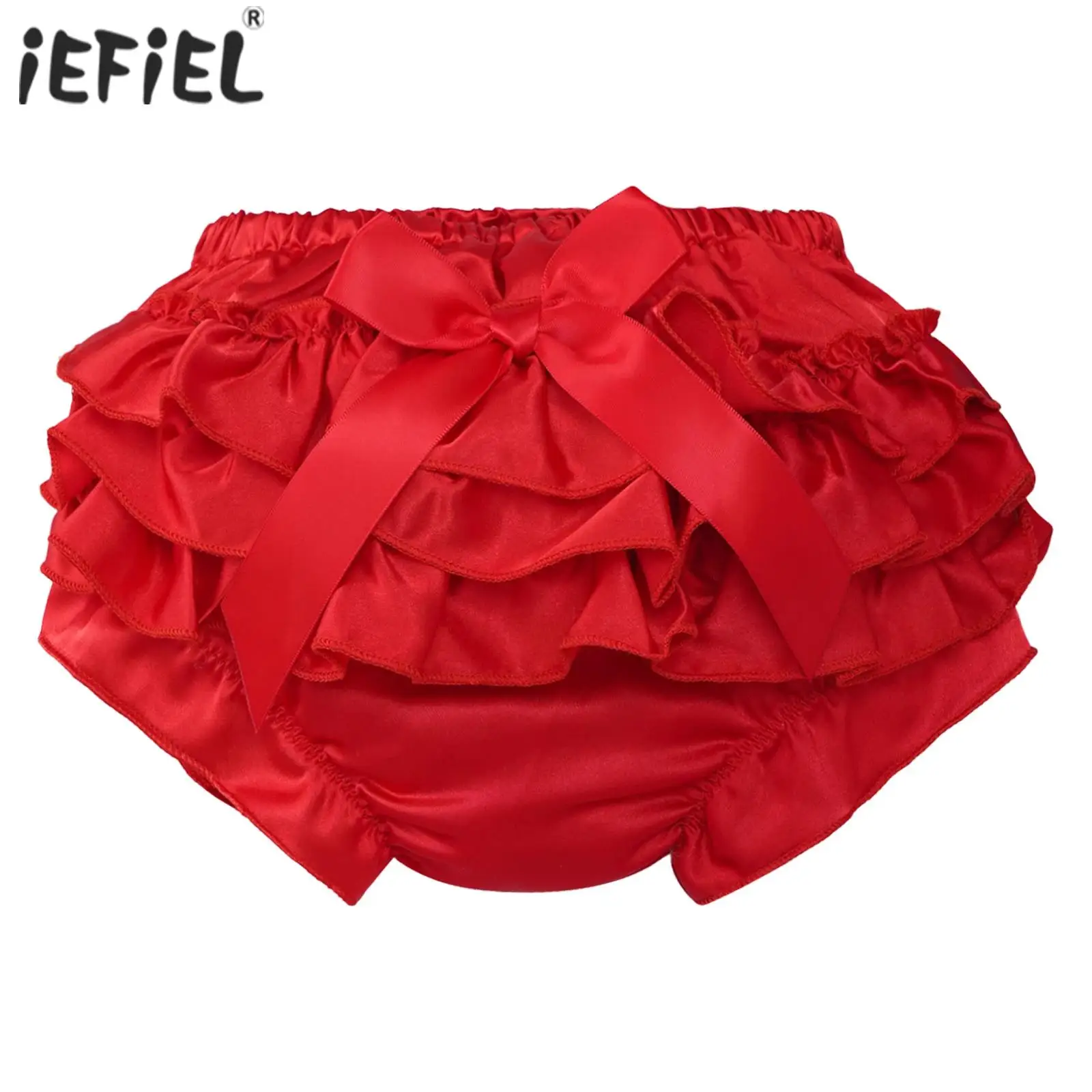 Pantalones cortos con volantes para niñas, bombachos informales, cintura elástica, estilo escalonado, cintura con lazo, estampado de lunares o Color sólido