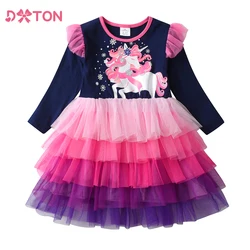 DXTON Vestido infantil de princesa unicornio para niña