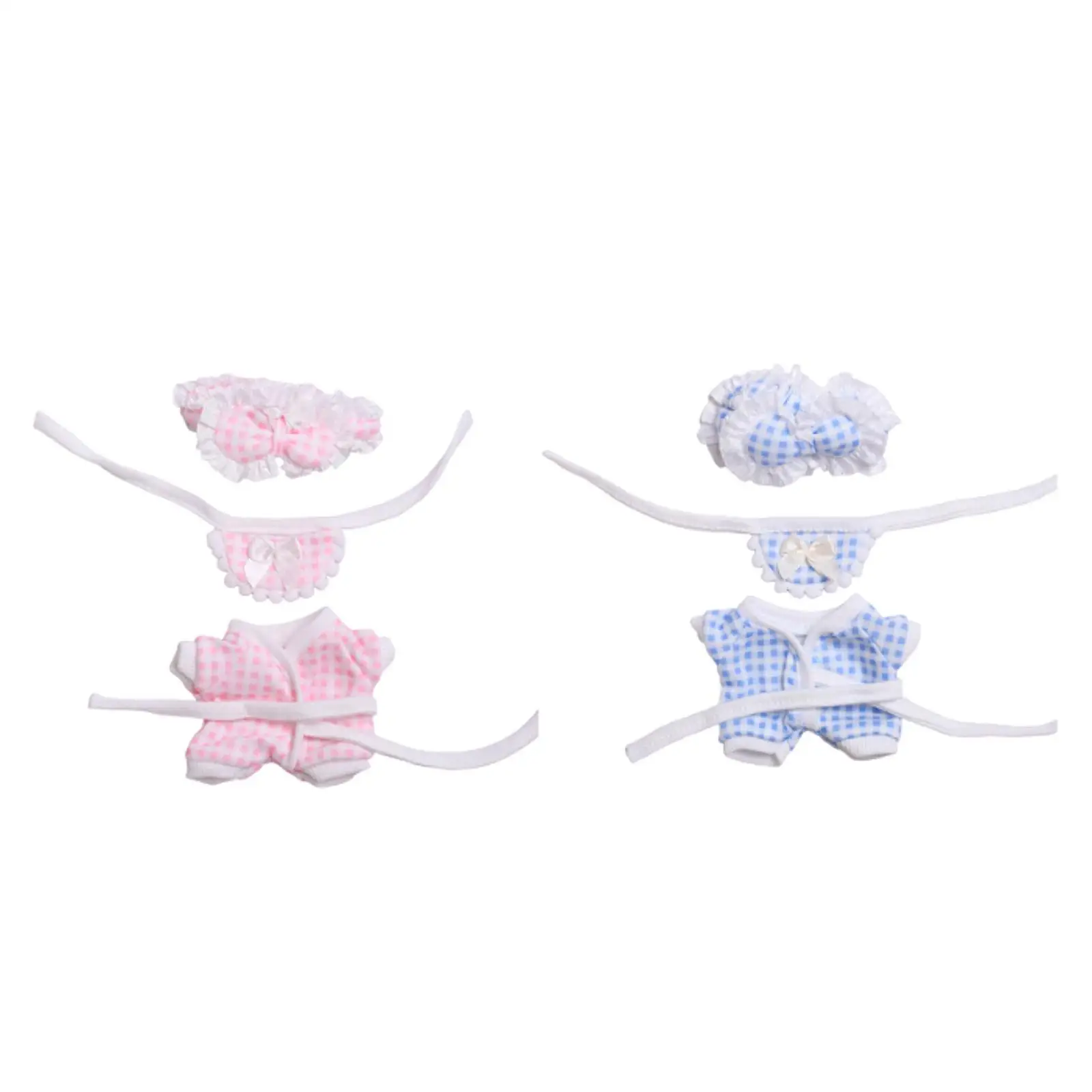 3 Pieces Fashion Dolls Pajamas and Bib Headband Accessory Miniature Clothes for 17cm Dolls Girl Dolls Dress up Children's Gifts