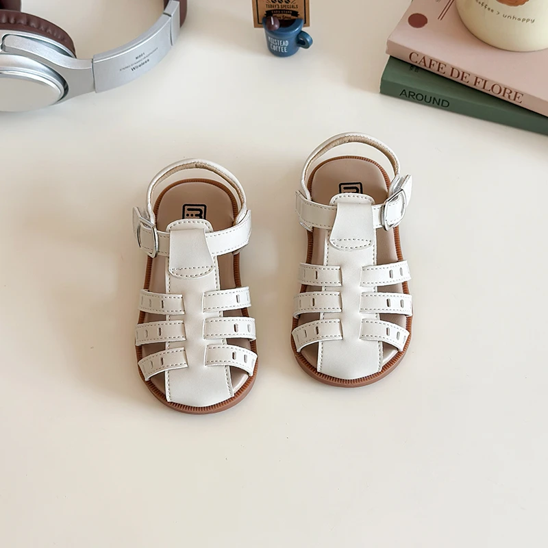 Zapatos de playa para niños, sandalias de verano para niñas pequeñas, zapatos de princesa tejidos con recortes, sandalias infantiles de suela suave antideslizantes - imagen 5