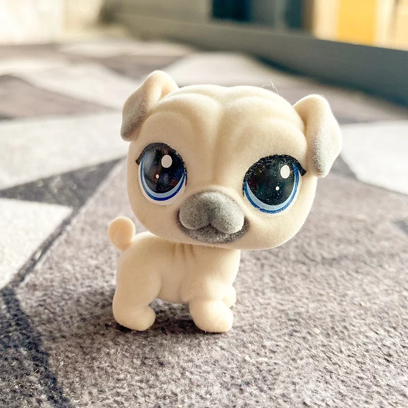 LPS perros 5cm Animal raro flocado coleccionables mascota perro blanco lindo Anime figuras de acción juguetes Navidad regalo de Navidad juguete para niños y niñas
