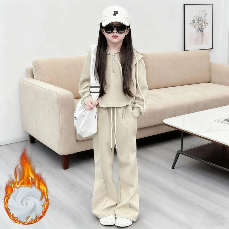 Conjunto acolchado de invierno para niñas con capucha cálida - imagen 5