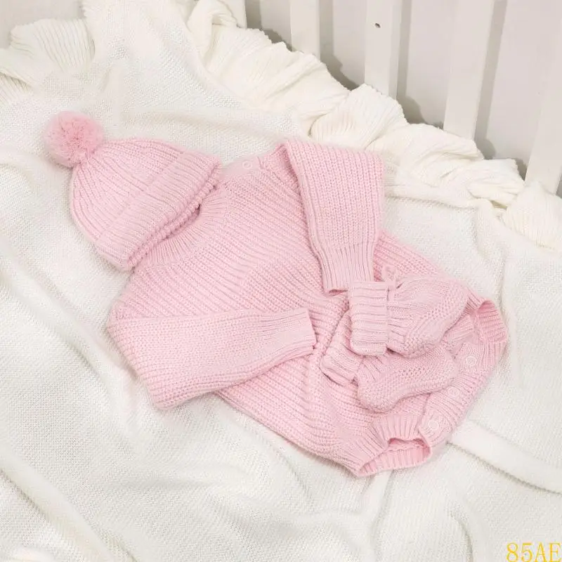 85ae 3pcs conjunto monos cómodos recién nacidos cómodos con manga larga con sombrero capó y calcetines punto por 0-6