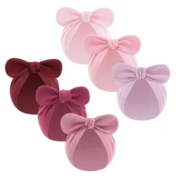 Gorro de algodón suave de Color sólido para bebé, gorro elástico con lazo anudado para niña pequeña, gorro para guardería, accesorios para bebé de 0 a 24M