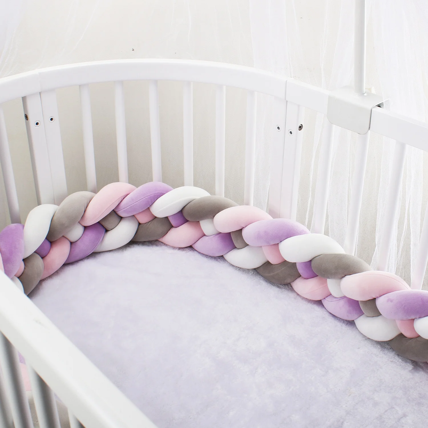 Parachoques para cuna de bebé de 2M/3M/3,6 M, Protector para cuna de bebé, cojín tejido de felpa para cuna infantil para recién nacidos, parachoques para cama, decoración de habitación - imagen 4