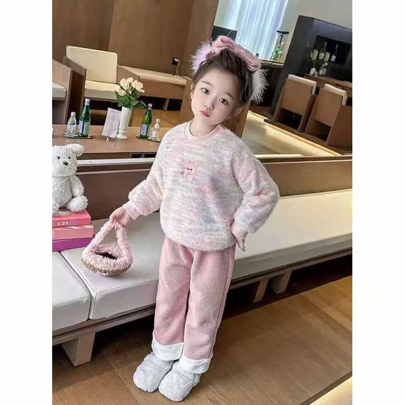 Conjunto de terciopelo para niña: chaqueta y pantalón invernales - imagen 3