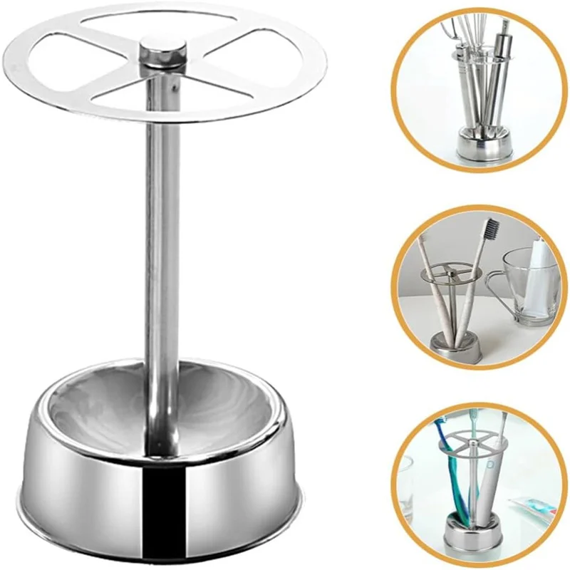 Soporte de cepillo de dientes de acero inoxidable, vajilla multifunción, soporte de almacenamiento, estante de cepillo de maquillaje para el hogar, accesorios de baño - imagen 2