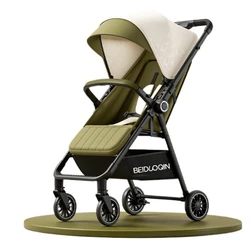 Cochecito plegable ligero con respaldo y reposapies regulables