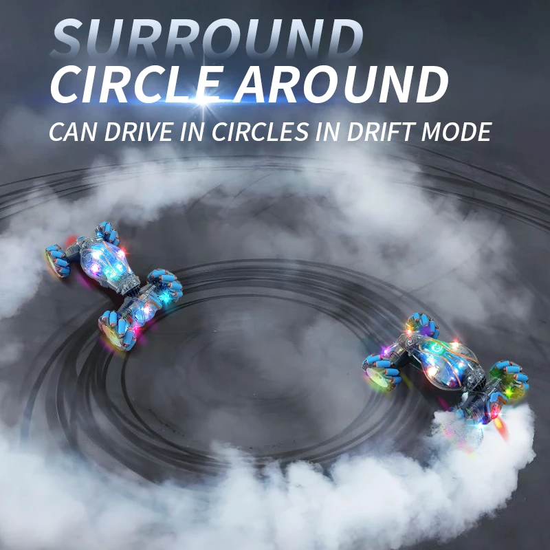 Coche RC acrobático deriva con luces LED música coche eléctrico RC 2,4G Control de gestos deformación escalada giro juguetes para niños regalos de navidad - imagen 4