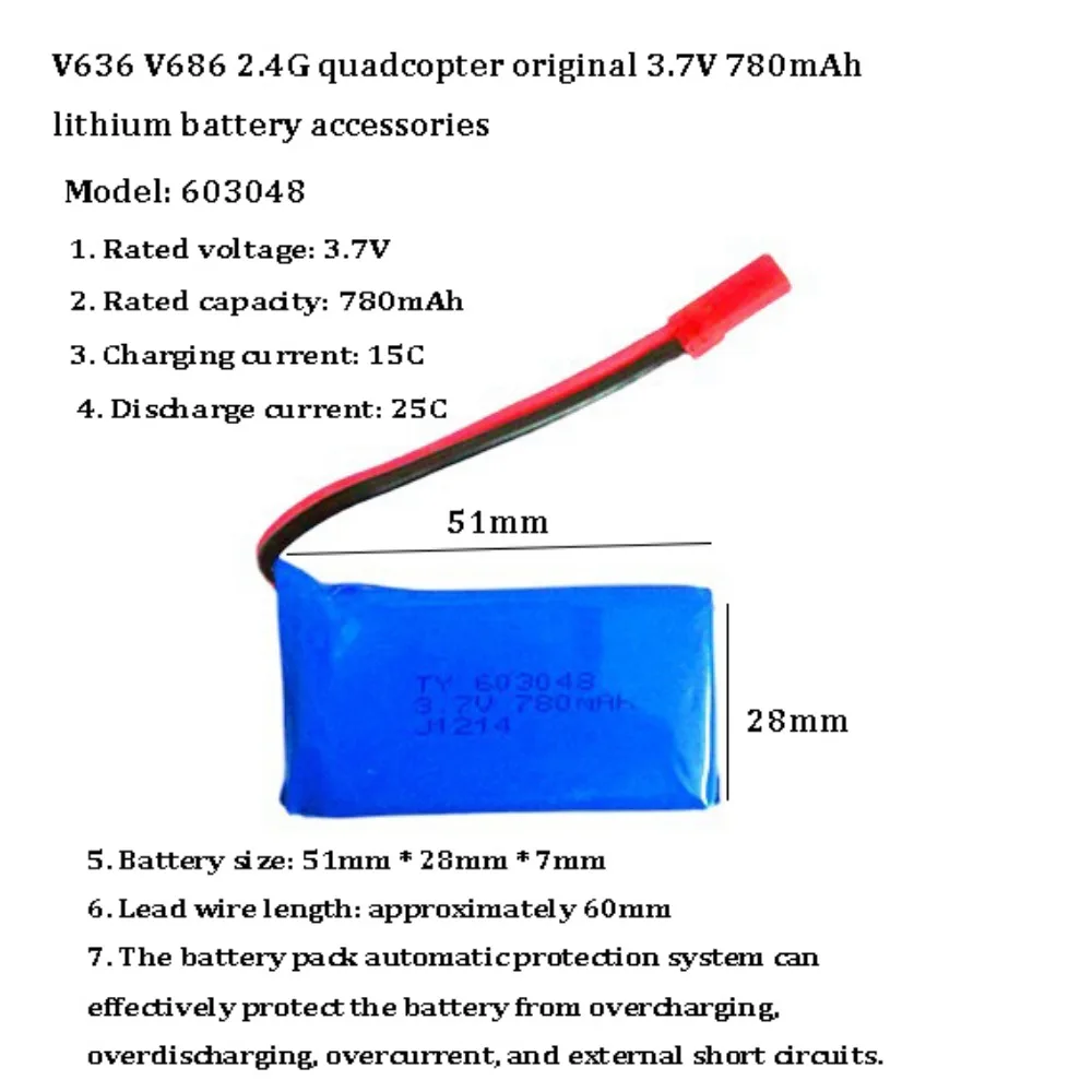 Batería de litio para dron V636 V686 – Accesorio de alta calidad - imagen 5