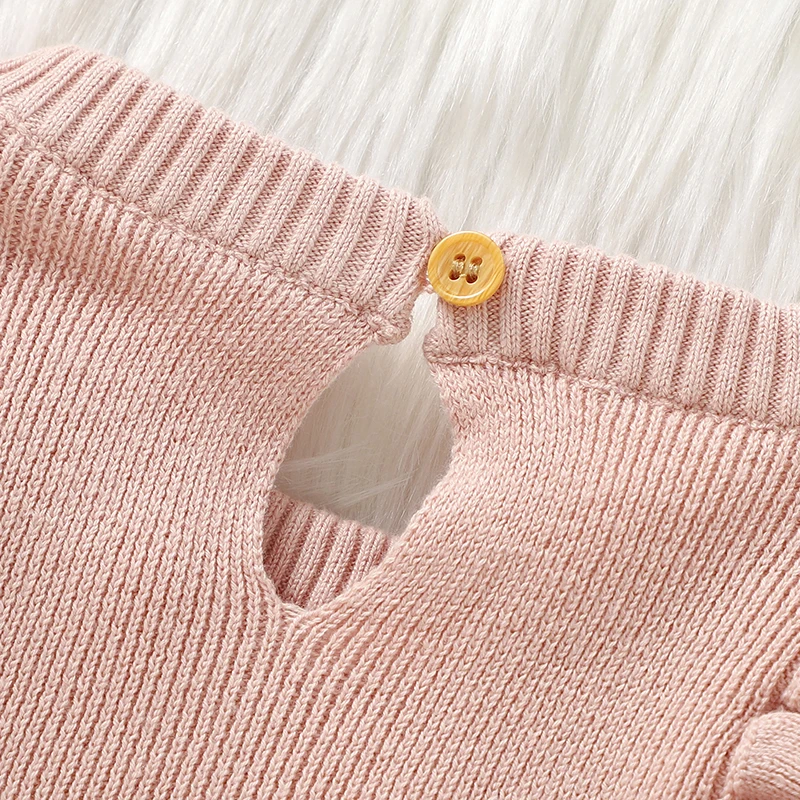 Monos bebé de algodón de manga larga rosa para otoño-invierno - imagen 2
