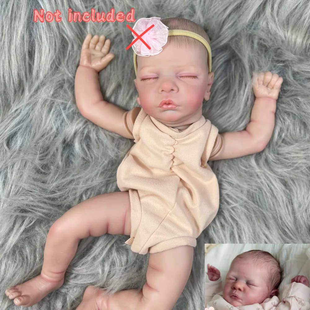 Kit de muñeca Reborn Romy de 19 pulgadas, piel pintada en 3D, con pestañas enraizadas y cuerpo de tela, piezas de muñecas Reborn sin montar, moldes - imagen 5