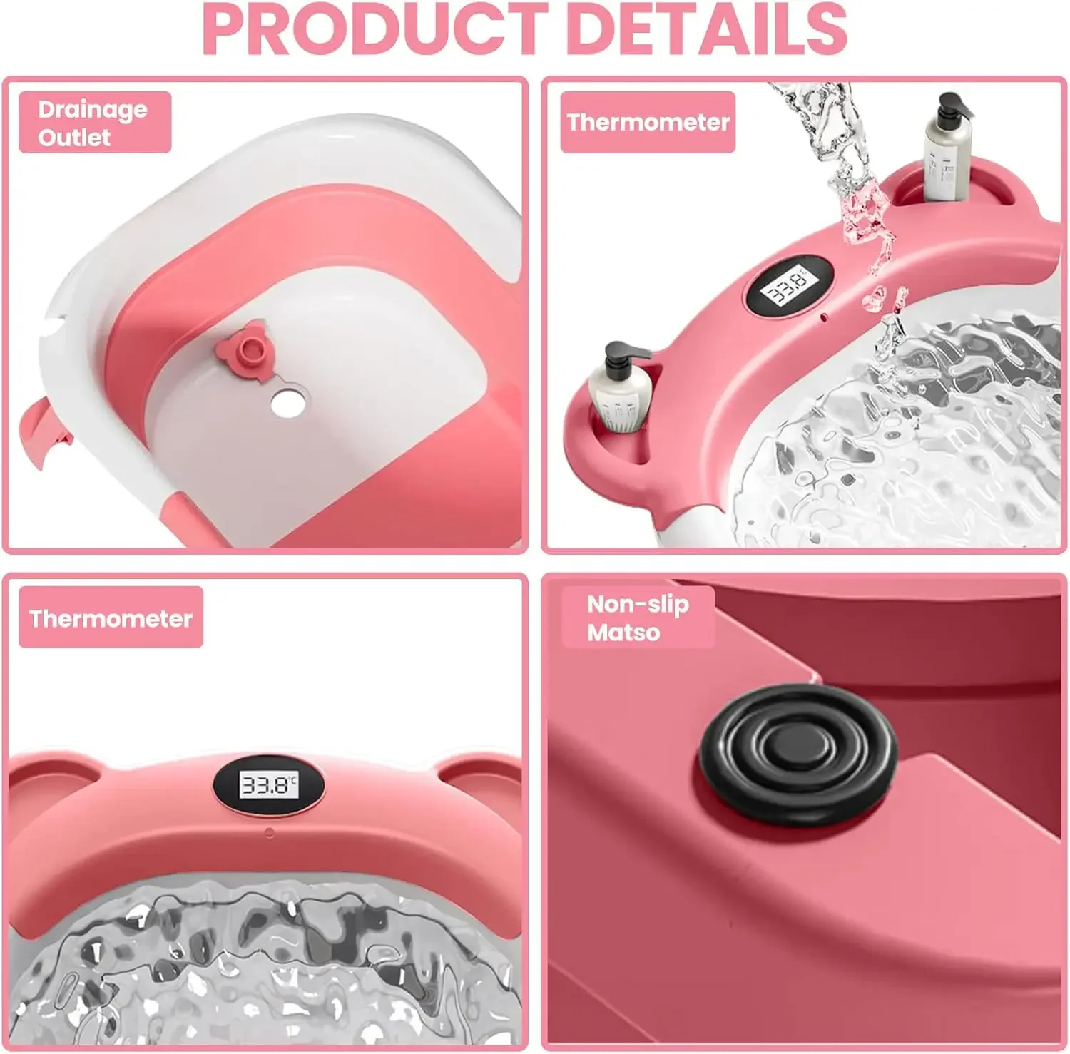 UBRAVOO Bañera para bebé recién nacido con monitoreo de temperatura en tiempo real, baño plegable para niños pequeños con cojín suave, portátil - imagen 2